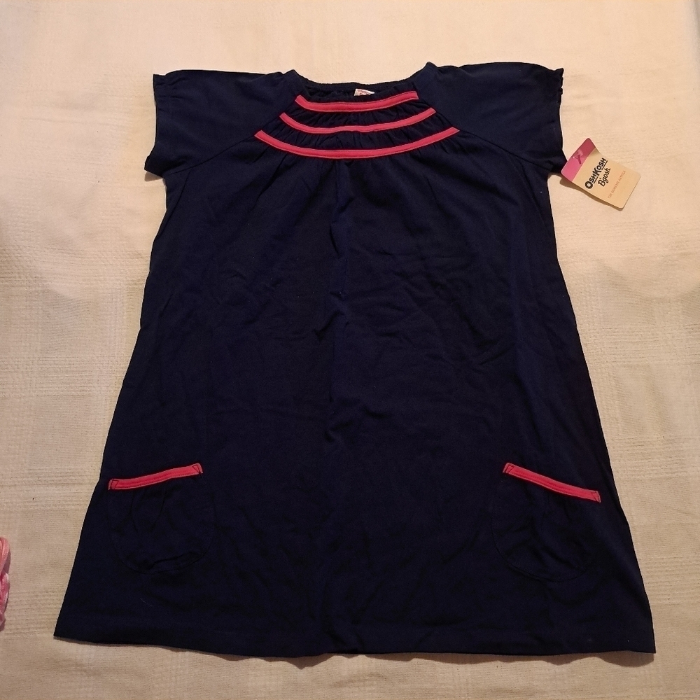 Oshkosh B'gosh girls size 12 navy with red accent short sleeve shirt, NWT